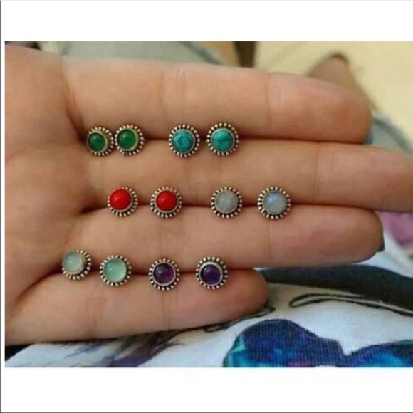 ASSORTED COLORS STUD EARRINGS - Picture 3 of 4